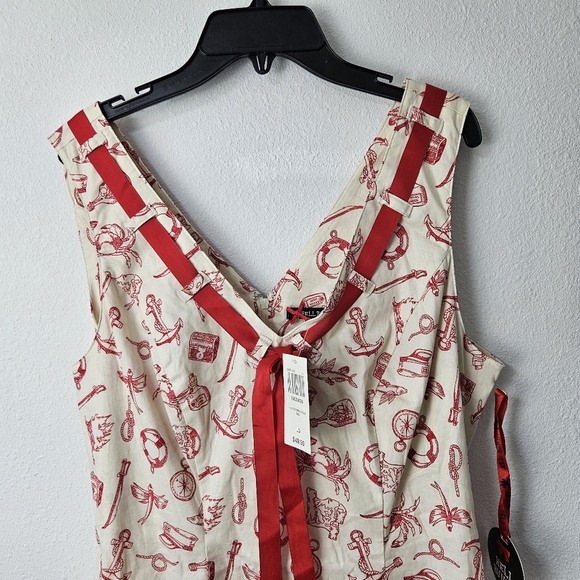 Hell Bunny Alizea Mini Dress Nautical Size Large NWT - Picture 6 of 11